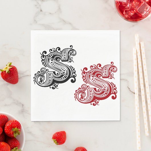 Vintager Verzierter Letter-S-Monogramm Serviette
