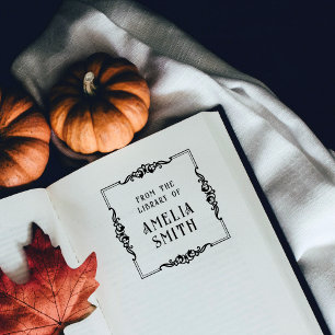 Vintager Verzierter Rahmen aus der Bibliothek Permastempel