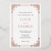 Vintager Verzierter Rahmen Hochzeit real Folieneinladung (Vorderseite)