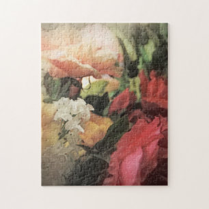 Vintager vibrierender mit Blumenhintergrund der Puzzle