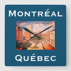 Vintager Victoria Square, Montreal, Quebec, Kanada Quadratische Wanduhr