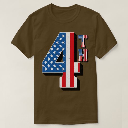 Vintager vierter amerikanischer Flag-Text T-Shirt (Design vorne)