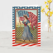 Vintager Viktorianischer 4. Juli Unabhängigkeitsta Karte (Gelbe Blume)