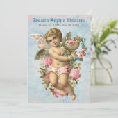 Vintager Viktorianischer Angel-Blauer Gedenktod Ankündigung (Stehend Vorderseite)