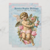 Vintager Viktorianischer Angel-Blauer Gedenktod Ankündigung (Vorne/Hinten)