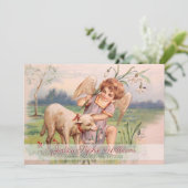 Vintager Viktorianischer Angel Lamb Meadow Memoria Ankündigung (Stehend Vorderseite)
