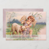 Vintager Viktorianischer Angel Lamb Meadow Memoria Ankündigung (Vorne/Hinten)