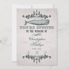Vintager Viktorianischer Beach Whale Hochzeitsempf Einladung