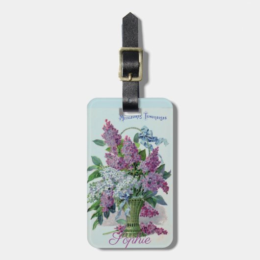 Vintager/viktorianischer Blumen-Vase Gepäckanhänger (Vorderseite vertikal)