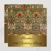 Vintager Viktorianischer Blumenkohl 1876 Gold Einladung (Vorne/Hinten)