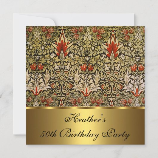 Vintager Viktorianischer Blumenkohl 1876 Gold Einladung (Vorderseite)