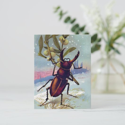 Vintager Viktorianischer Bug Weihnachten Postkarte (Stehend Vorderseite)