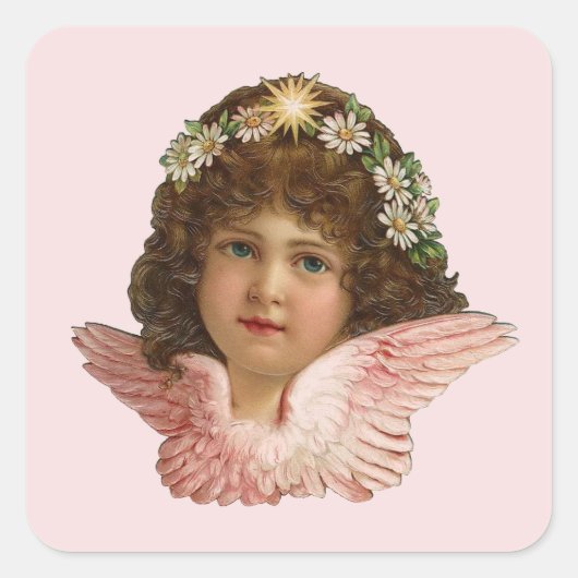 VINTAGER VIKTORIANISCHER CHERUBOR ANGEL STICKER (Vorderseite)