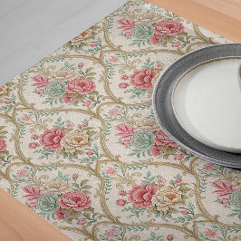 Vintager Viktorianischer Chic-Komplex Damask Flora Großer Tischläufer