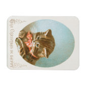 Vintager Viktorianischer Coquette Weihnachtskatze Magnet (Horizontal)