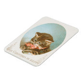 Vintager Viktorianischer Coquette Weihnachtskatze Magnet (Linke Seite)