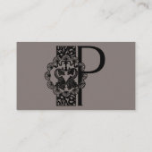 Vintager Viktorianischer Eleganmonogramm-Brief P Visitenkarte (Rückseite)