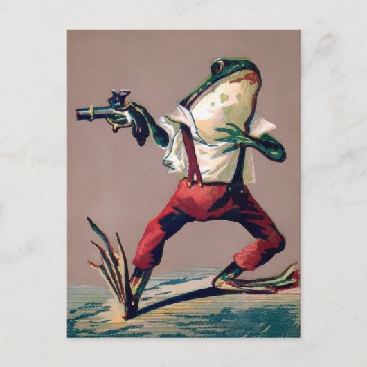 Vintager Viktorianischer Frosch mit Gun Postcard Postkarte (Vorderseite)