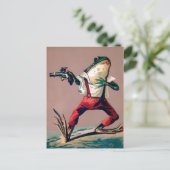 Vintager Viktorianischer Frosch mit Gun Postcard Postkarte (Stehend Vorderseite)
