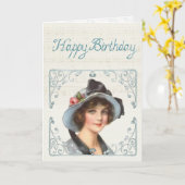 Vintager Viktorianischer Geburtstag der Frau Karte (Gelbe Blume)