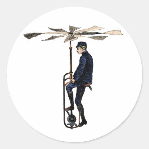 Vintager Viktorianischer Hubschrauber Runder Aufkleber