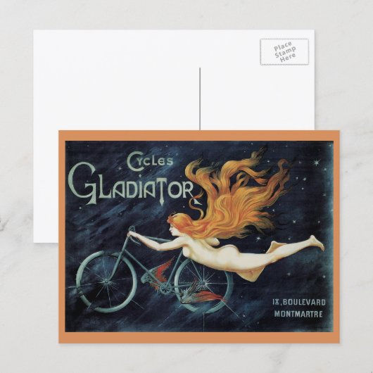Vintager Viktorianischer Jugendstil, Gladiator Cyc Postkarte (Vorne/Hinten)