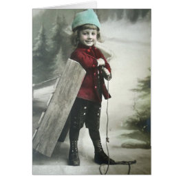 Vintager Viktorianischer Junge mit Schlitten