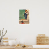 Vintager Viktorianischer Junge, Puppy Art Print Po Poster (Küche)