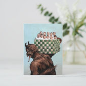 Vintager Viktorianischer Krampus Postkarte (Stehend Vorderseite)