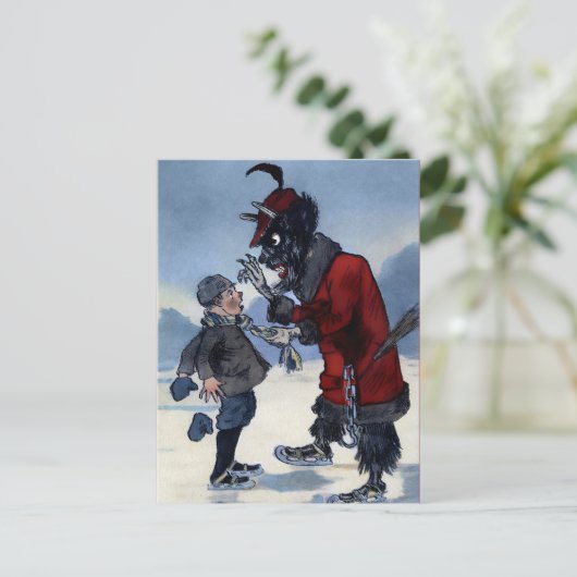 Vintager Viktorianischer Krampus Postkarte (Stehend Vorderseite)