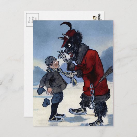 Vintager Viktorianischer Krampus Postkarte (Vorne/Hinten)