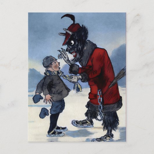 Vintager Viktorianischer Krampus Postkarte (Vorderseite)