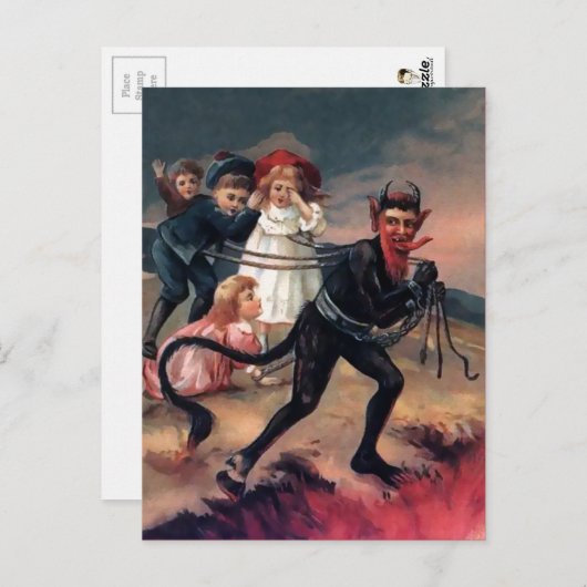 Vintager Viktorianischer Krampus Postkarte (Vorne/Hinten)