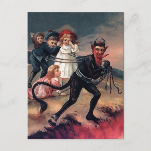 Vintager Viktorianischer Krampus Postkarte (Vorderseite)