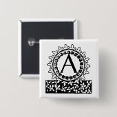 Vintager Viktorianischer Monogramm Buchstabe A Button (Vorne & Hinten)