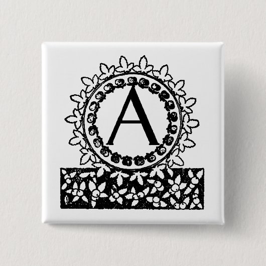 Vintager Viktorianischer Monogramm Buchstabe A Button (Vorderseite)