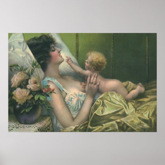 Vintager Viktorianischer Muttertag, Mama mit Baby Poster (Vorne)
