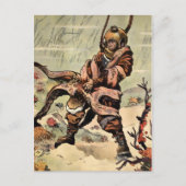 Vintager Viktorianischer Oktopus-Taucherkampf Postkarte (Vorderseite)