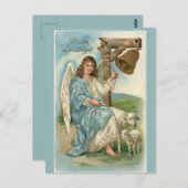Vintager Viktorianischer Osterengel mit Schafen Postkarte (Vorne/Hinten)