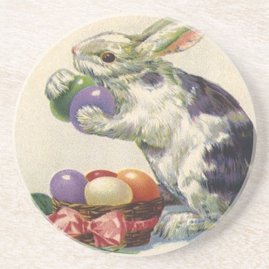 Vintager Viktorianischer Osterhase, Eier und Blume Getränkeuntersetzer (Vorne)