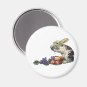 Vintager Viktorianischer Osterhase, Eier und Blume Magnet (Vorderseite/Rückseite)