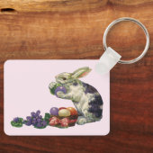 Vintager Viktorianischer Osterhase, Eier und Blume Schlüsselanhänger (Vorderseite)