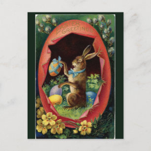 Vintager Viktorianischer Osterhase Postkarte