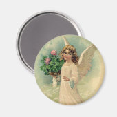 Vintager viktorianischer Ostern-Engel mit Blumen Magnet (Vorderseite/Rückseite)