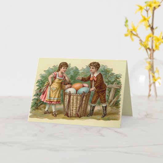 Vintager Viktorianischer OsterOstern Karte (Gelbe Blume)