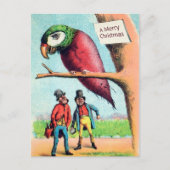 Vintager Viktorianischer Papagei Weihnachtskarte Postkarte (Vorderseite)