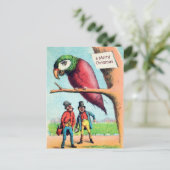 Vintager Viktorianischer Papagei Weihnachtskarte Postkarte (Stehend Vorderseite)