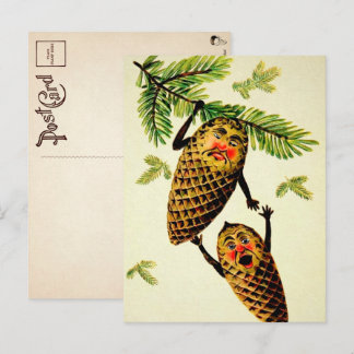 Vintager Viktorianischer Pinecone Weihnachten Post Postkarte