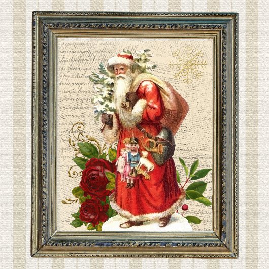 Vintager Viktorianischer Santa Claus Antiquitätend Poster