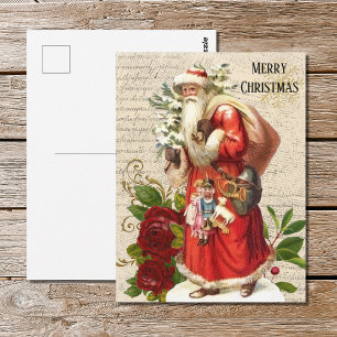 Vintager Viktorianischer Santa Claus Antiquitätend Postkarte